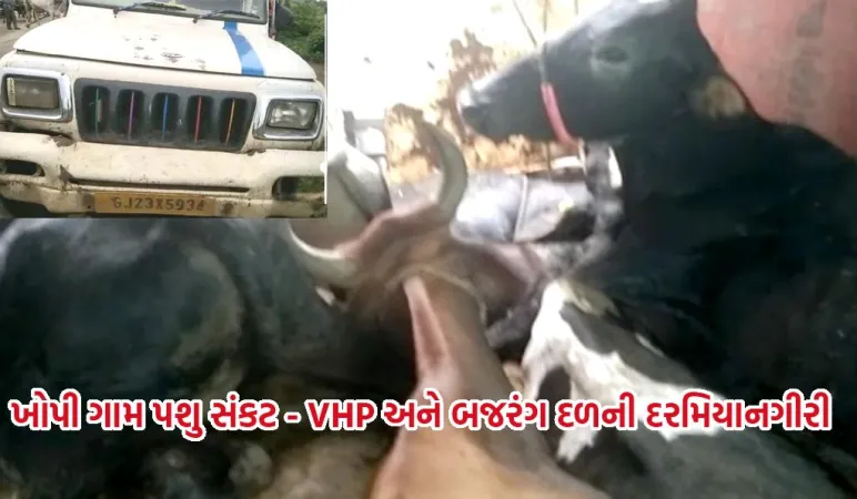 સાગબારાના ખોપી ગામે VHP, બજરંગ દળના કાર્યકરો એ ગાયો ભરેલી ગાડી પકડી પોલીસને સોંપી