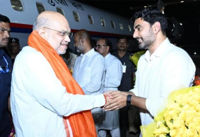 આંધ્રપ્રદેશમાં ચંદ્રબાબુ નાયડુના શપથ ગ્રહણ સમારોહમાં અમિત શાહ પહોંચ્યા