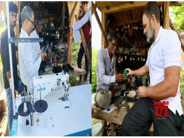 રાહુલ ગાંધીએ સુલતાનપુરમાં મુલાકાત લીધેલ મોચીને જૂતા સિલાઈનું મશીન મોકલ્યું