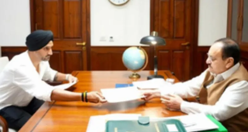 પૂર્વ ક્રિકેટર અને રાજ્યસભાના સાંસદ હરભજન સિંહે જેપી નડ્ડા સાથે મુલાકાત કરી