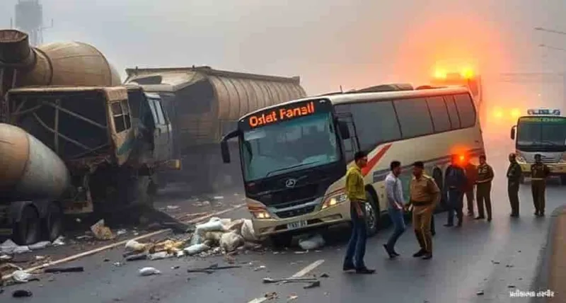 સુરત NH48 પર ગમખ્વાર અકસ્માત: ચાર વાહનો ટકરાયા, એકનો હાથ કપાયો - તાજા સમાચાર