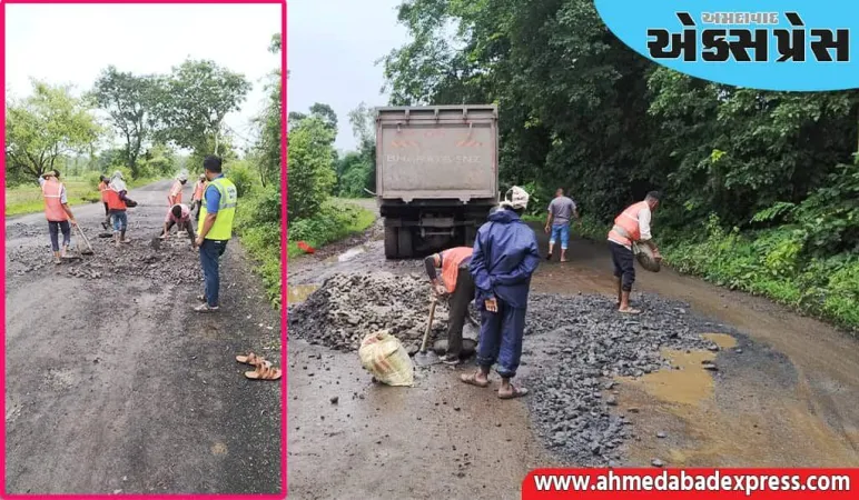 દેડિયાપાડા-ચીકદા માર્ગ ખાતે રોડ મરામતની કામગીરી પૂર્ણ કરાઈ