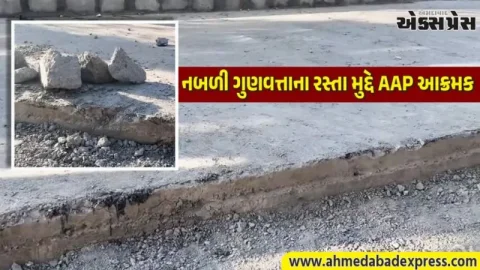 અમરેલીમાં રોડકામમાં ભ્રષ્ટાચાર,કરોડો રૂપિયાનો ખર્ચ છતાં સેમ્પલ ફેલ : નિકુંજ સાવલિયા AAP