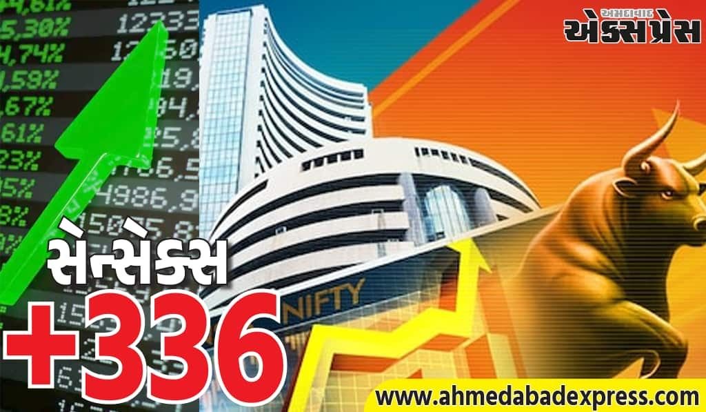 શરૂઆતના ઘટાડા પછી બજારમાં મજબૂત રિકવરી જોવા મળી, જેમાં સેન્સેક્સ 336 પોઈન્ટના વધારા સાથે બંધ થયો