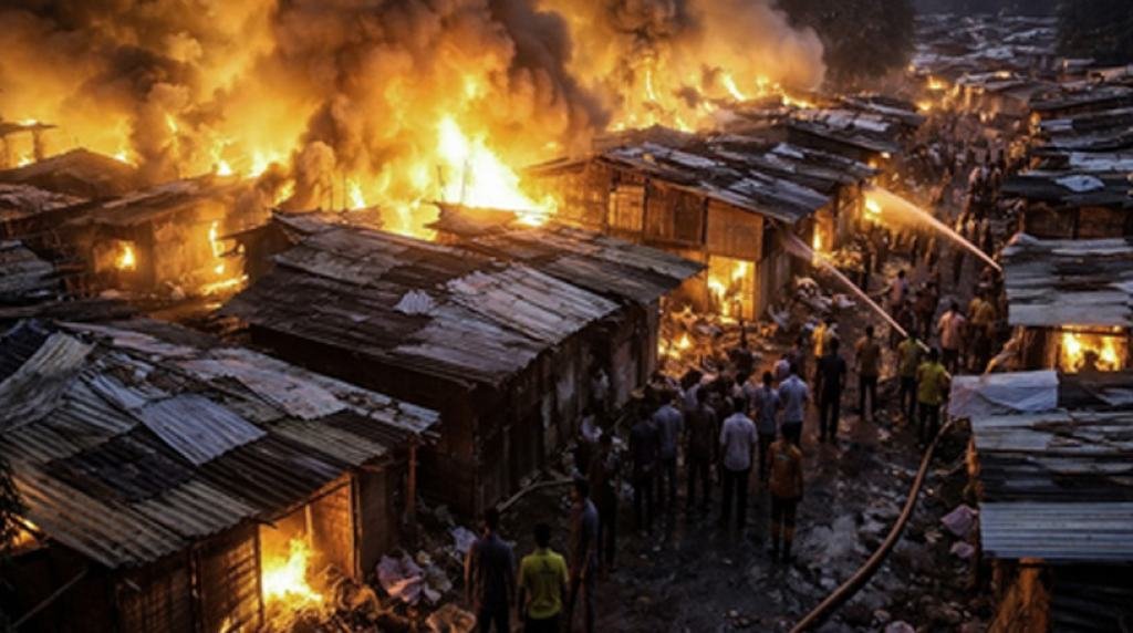 કોલકાતાના ગાર્ડન રીચ ઝૂંપડપટ્ટીમાં ભીષણ આગથી તબાહી મચી 