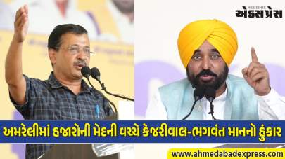 AAPનું ભવ્ય શક્તિ પ્રદર્શન: અમરેલીમાં હજારોની મેદની વચ્ચે કેજરીવાલ-ભગવંત માનનો હુંકાર