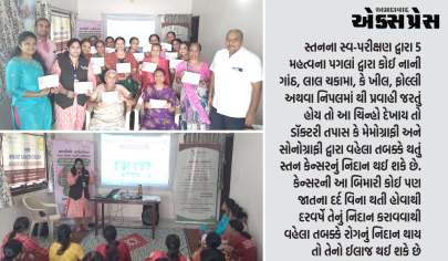 આશીર્વાદ ફાઉન્ડેશન દ્વારા વિના-મુલ્યે સ્તન કેન્સર સ્ક્રીનીંગ ચેકઅપ તથા જાગૃતિ કાર્યક્રમ