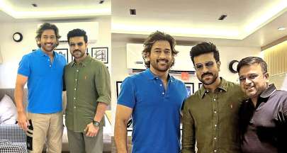 RRR સ્ટાર રામ ચરણ 'કેપ્ટન કૂલ' એમએસ ધોનીને મળ્યા