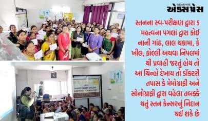 આશીર્વાદ ફાઉન્ડેશન દ્વારા સ્તન કેન્સર જાગૃતિ કાર્યક્રમનું સફળતાપૂર્વક આયોજન 